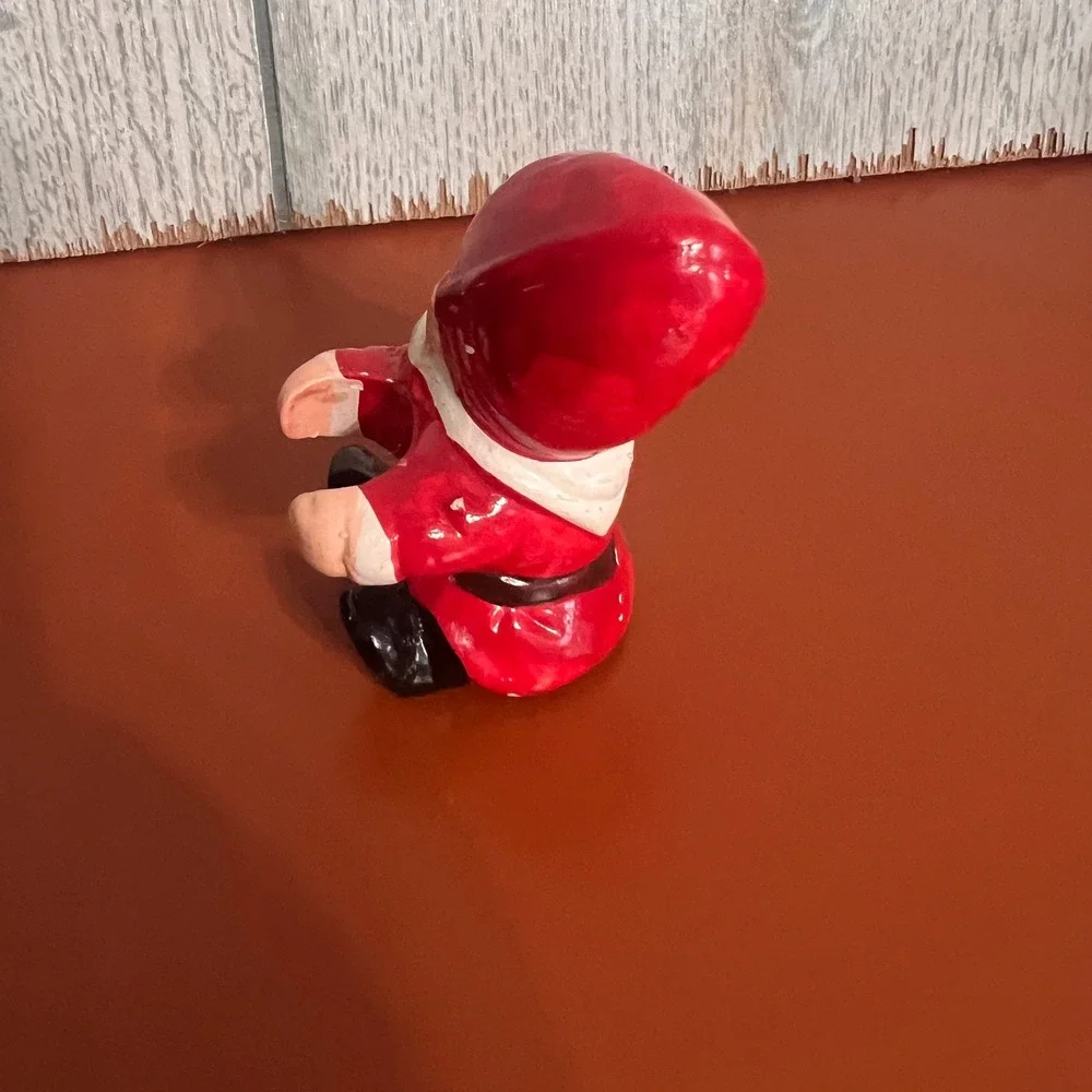 Vtg Ceramic Santa Claus Gnome Figurine candle Hugger‎ Japan Christmas Decor 3.5